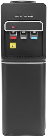 Qussse Wasserspender mit Bodenbeladung, Bodenwasserspender mit 3 Wasserauslässe, Warm-, Kalt- und Raumwasser, für Hause Büro Wohnheim (Schwarz)