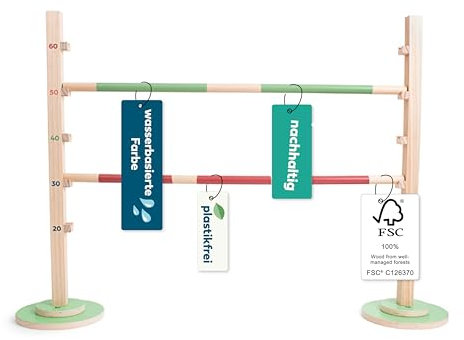 BS Toys Hürdenlauf - Springhürde aus FSC-Holz - Hobby Horse Hürde für Kinder - Höhenverstellbares Hindernis für Springreiten - Outdoor-Spielzeug ab 6 Jahren