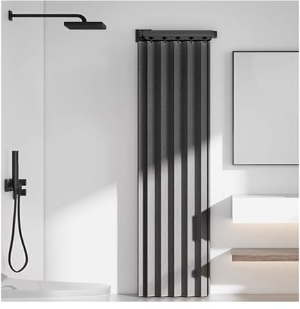 Rideau de douche pliable en lin pour hôtel imperméable et protection de l'intimité (gris, 120 x 180 cm)