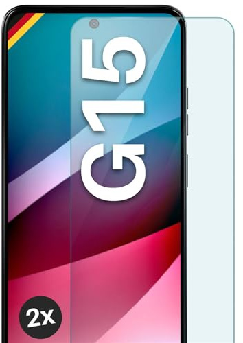 moex Schutzfolie für Motorola Moto G15 Glas 9H Härte, gehärtetes Schutzglas, Panzer Schutz Glas Displayschutz Folie, kompatibel mit jeder Handy Hülle, ShockProtect 2 Stück