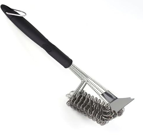 ZHXMALL Grillbürste,Grill Reinigungsbürste mit Extra Langer Grillbürste Edelstahl,Edelstahl Spatel und PP Wärmedämmung Griff für Gasgrill,Holzkohlegrill,Kugelgrill,Elektrogrill und Grillrost