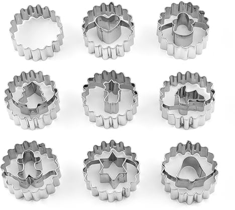 Emporte-pièces de Noël 9 pièces, Coupe-biscuits en 304 Acier Inoxydable pour biscuits, Mini Emporte-pièces de Noël, Forme Biscuit Noel pour Décorations Cookie de Gâteau