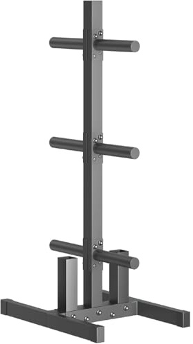 Olympic Weight Plate Rack, 6-Pegs & 2 Barbells for Bumper Plate Storage, Olympic Weight Plate Tree - Heavy Duty Bumper Plate Rack Holds 300 lbs