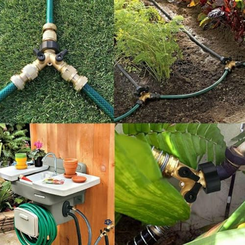 Y Splitter Wasserhahn Adapter für Waschmaschine und Gartenschlauch mit Kugelhähnen