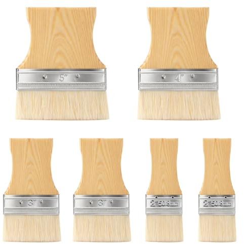 6 Pcs Large Paint Brushes, 2/3/4/5 Inch Flat Wide Paint Brush Set | Comb Paintbrushes Set, Flat Stain Brushes for Painting, Art Brush Comb for Acrylic Painting Walls Artist Varnish Gesso