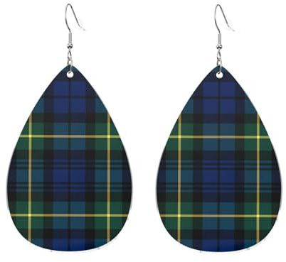 Ohrringe für Damen, tropfenförmig, mit Clan-Gordon-Tartan-Karo und Clan-Gillespie-Tartan-Modische Accessoires