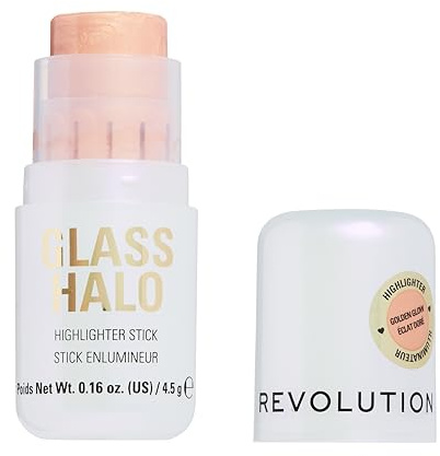 Revolution Glass Halo Highlighter Stick, Mit Peptiden & Vitamin E für Strahlenden Dewy Glow, Golden Glow, 4.5g