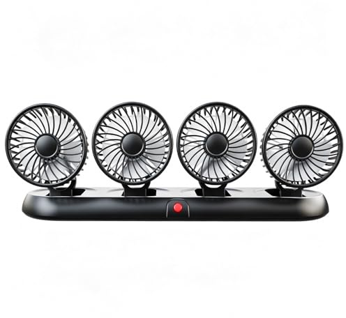 4 Head Car Fan, 5v Car Cooling Fan, Portable USB Car Fan with Parking Plate, Car Seat Fan with Folding Design and 3 Speed for Truck SUV RV Car Boat Home