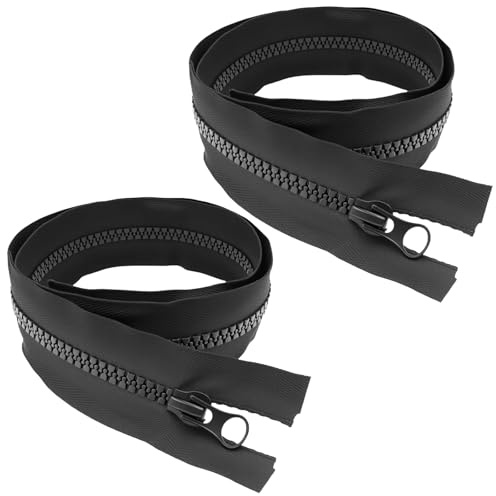 2 cerniere divisibili, 50 cm, colore nero, facile da infilare senza bordi, plastica grossa da 5 mm, per giacche e cucito fai da te
