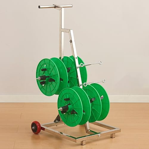 Heavy-Duty Wire Spool Rack with Wheels, Mobile Cable Dispenser Cart, Multi-Axle Wire Reel Spinner, for Electrical Cable Storage and Display