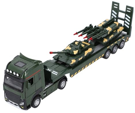 Omquot Modellino di camion militare, squisito veicolo di trasporto militare in lega per scala 1:32