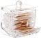Luxspire Acrylic Cotton Bud Holder, Q-Tip cottonswab Storage Dispenser, Clear Cotton Ball Swab Holder Cotton Bud Storage Box, Cosmetics Makeup Storage Holder Box Organizer Container with Lid, Clear