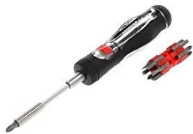 GEDORE red Schraubendreher Ratsche mit Bitmagazin, 1/4'' 6,3 mm 6-kant, Teleskopklinge, Schraubenzieher umschaltbar, R38920000