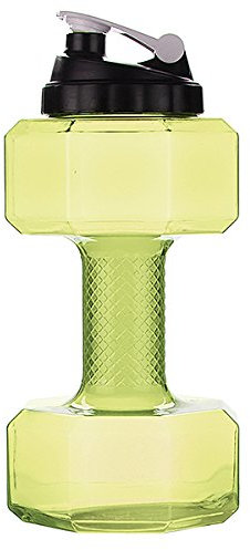 SONSAN Hantel-Wasserflasche, 2,5 l, gelb, großes Fassungsvermögen, BPA-frei, für Fitnessstudio, Training, Getränke, Hantel, Wasserflasche, Reise, Sport, Kessel