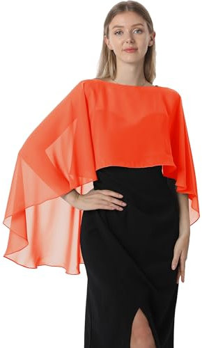 Hotshawl Capelets für Frauen Chiffon Cape Schals und Wraps für Abendkleid Hochzeit Umhänge Cover Up, Orange/Abendrot im Zickzackmuster (Sunset Chevron), Einheitsgröße