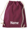 Turnbeutel mit Namen Bestickt aus 100% Baumwolle, Sportbeutel, Schwimmbeutel, Gym Sack, Gym Bag, (Weinrot)