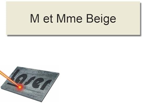 Plaque gravée pour nom boîte aux lettres autocollante 10x2,5cm personnalisée 1 à 3 lignes Beige