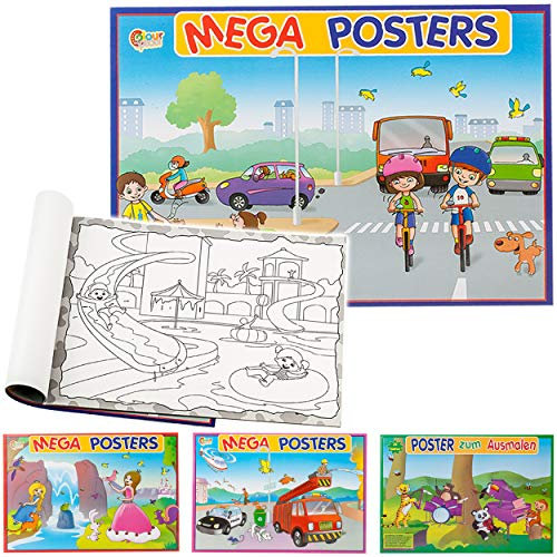alles-meine.de GmbH 4 Stück je große XXL Malblöcke/Malbücher - A3 - Poster Bilder - für Mädchen & Jungen - 16 Seiten - Mädchen - Dicke Kindermalbücher - für Stifte & Wasserma..