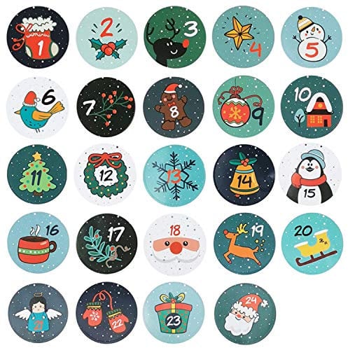 Oblique Unique® 24 Adventskalender Sticker Zahlen Aufkleber für Weihnachten zum Basteln und Verzieren - wählbar (Blau)