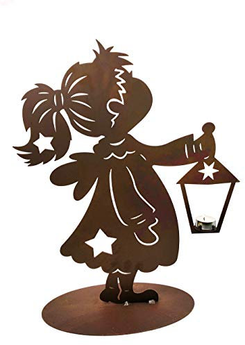 itsisa Rost Engel Sternenkind mit Laterne H: 49 cm - Rostfigur, Gartendeko, Weihnachtsdeko