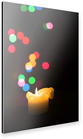 artboxONE Alu-Print 90x60 cm Leuchtende Kerze von Künstler Margarete Hönnscheidt