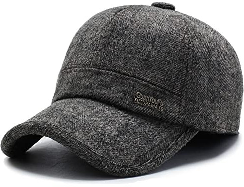Clape Structured Wool Dad Hat Men's Winter Baseball Cap with Visor Warm Earflap Hat Men's Woolen Cap Thick Warm Cap