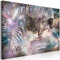 decomonkey Bilder Abstrakt 90x60 cm 1 Teilig Leinwandbilder Bild auf Leinwand Vlies Wandbild Kunstdruck Wanddeko Wand Wohnzimmer Wanddekoration Deko Laub Palmen Pflanzen Violett Blau