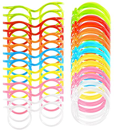 Lot de 14 pailles fantaisie réutilisables pour enfants, monture de lunettes rigolotes et amusantes, pour fête, réunion annuelle, fête, anniversaire (7 couleurs)