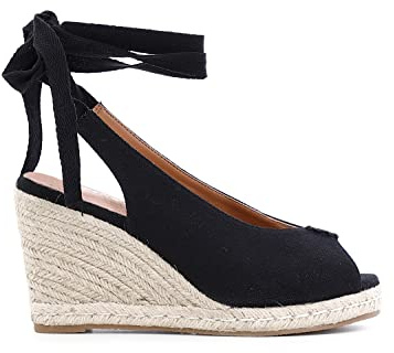 Scarpe Aperte con Laccio alla Schiava in Canvas Nero 37