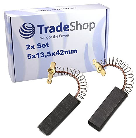 2x Trade-Shop Motorkohlen Kohlestifte 5x13,5x42mm für Bosch WAE20363GR01 WAE20383GR01 WAE20424IT01 WAE2044SIT07 WAE2044SIT08 WAE20462GR01 WAE20462IL08