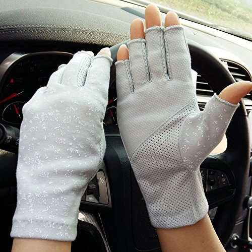 Damen Sommer Kurz Halbe Fingerhandschuhe Dünn Baumwolle Halbfinger Handschuhe UV Schutz Handgelenk Fahrradhandschuhe Kühlung Atmungsaktiv Handschuhe Sommerhandschuhe für Outdoor Autofahren Radfahren