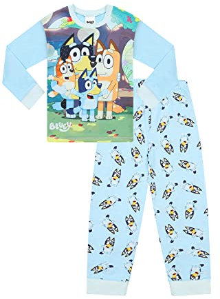 Bluey Conjunto de pijama largo para niños, azul, 3-4 Years
