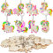 PATAZOK Schlüsselanhänger Einhorn-Bastelset zum Ausmalen, Schlüsselringe aus Holz als Partygeschenke für Kinder, Weihnachtsgeschenke, Mitgebsel, Einhorn-Partyzubehör