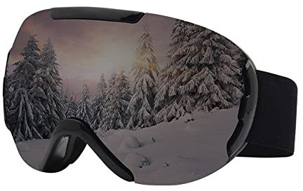 ENEN Lunettes de Ski Masques Snowboard pour Hommes Femme, 100% Anti-UV Ajustables OTG Anti-Buée Coupe-Vent Masques de ski pour Ski Snowboard Autres Sports Hiver (7028 noir)
