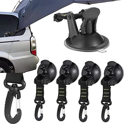 MOZMY 4 Stücke Saugnapf Haken Camping, Saugnapf Haken Auto Ohne Bohren, Saugnapf Wohnmobil Extra Stark, Saugnäpfe für Zelt Auto Sonnensegel Spanner
