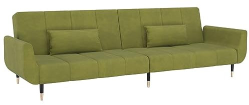 Bussandri Exclusive - Schlafsofa 2-Sitzer mit 2 Kissen Hellgrün Samt