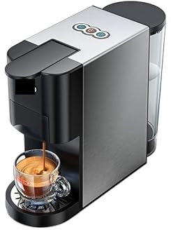 DieffematicKF Cafetera Cafetera 4 en 1 Cápsula múltiple Espresso Leche en polvo Cafetera de metal inoxidable