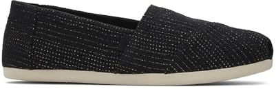 Toms Damen Alpargata CloudBound Flacher Slipper, Black Metallic Linen Stripe, 42.5 EU