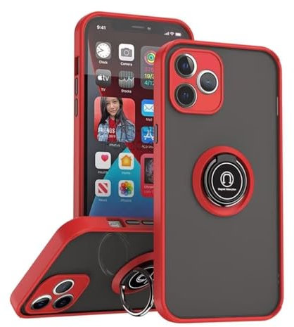 HONLEN Funda para Realme C53 / Realme C51 / Realme Note 50 (6.74 Inches), Carcasa para Teléfono Móvil de Silicona Mate Transparente con Soporte de Anillo - Rojo