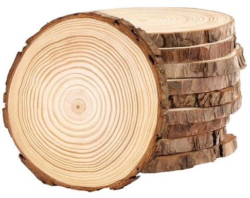 Philorn Natural Wood Slices - 10 Pcs, 13-14cm Rustic Wooden Discs for Arts, Wedding, Christmas DIY Crafts Kit