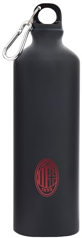 GIL S.R.L. AC Milan - Gourde en aluminium avec mousqueton - Crest Monochrome rouge - 750 ml - Pour tous les fans Rossoneri- Produit officiel Ac Milan