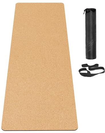 Fiita Sports Yogamatte Kork, 183 x 61 x 0,5 cm Rutschfest, Einzigartiges Design, TPE Fitness-Trainingsmatte mit Tragetasche und Gurt, für Zuhause, Pilates, Aerobic Fitnessstudio und Workout