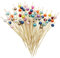 Lot de 200 pics à cocktail en bois multicolores de 12 cm avec perle acrylique pour gâteaux, fruits, cocktails, boissons, bonbons, bar à bonbons