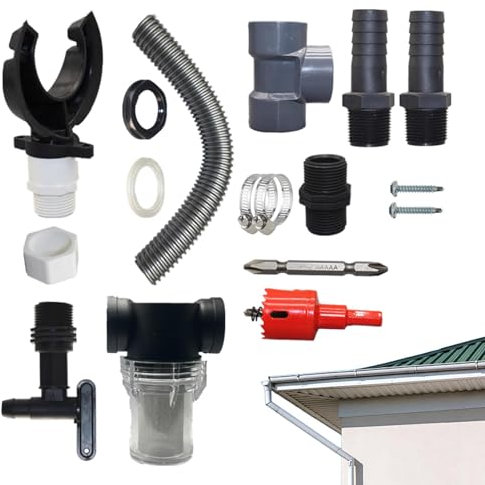 LearnLyrics Abzweig-Set für Regentonne - Regentonnensystem, Regenwasserumsteller für Dachrinne | Effektiver Regenwasseranschluss-Umsteller, Installationsanschluss-Set