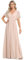 Ever-Pretty Robe pour Mariage Invité Longue Femme Col V Mousseline A Line Manches Courtes Plissé Chic Rose Nude 50