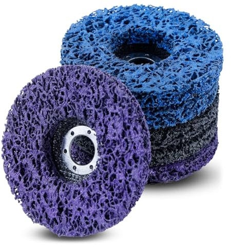 ROSYLEVE 6 Pezzi Disco abrasivo per smerigliatrice 125mm Set Dischi Abrasivi per Smerigliatrice Dischi per la pulizia di metalli, rimozione di vernici, ossidazioni e ruggine viola/blu/nero