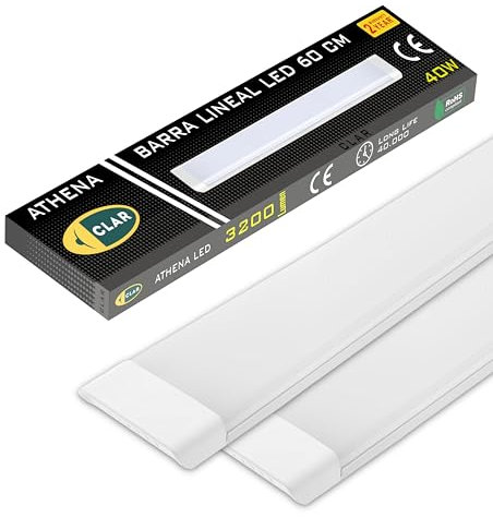 CLAR - Pantalla LED 60 cm, Regleta LED Cocina, Barra y Luminaria Techo 4000ºK (40W Pack 2)