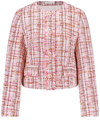 Gerry Weber Damen Blazerjacke in Bouclé-Optik mit Fransenkante Langarm, geschlitzt Struktur