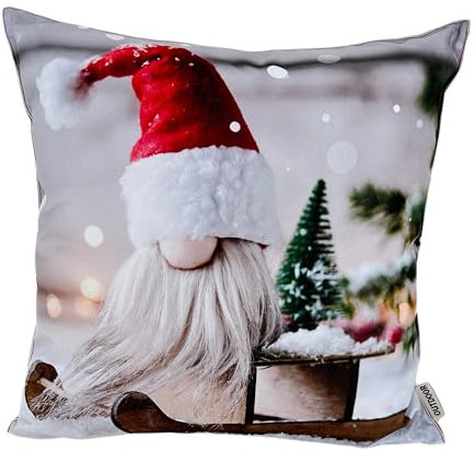 CB Home & Style Outdoor Garten Kissen Wasserabweisend 45 x 45 cm Weihnachten Winter (Wichtelrot)
