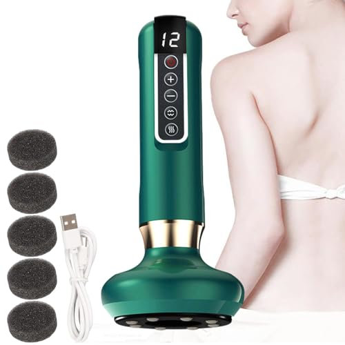 10er Set 3-in-1-Vakuum-Therapie-Maschine, 12 Gängen Smart Schröpfen Elektrisches Vakuum GuaSha Maschine, Schröpftherapiegerä, Elektrisch Vibrierendes Massagegerät